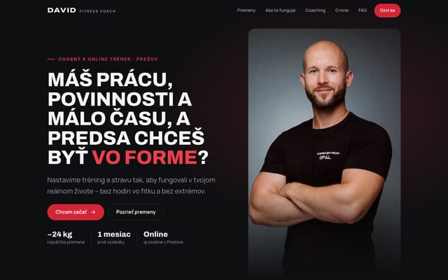 Screenshot of the fitness coach website